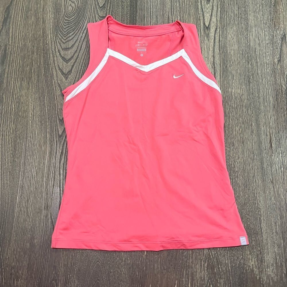 Nike DRI-Fit Tennis Tank Top V-Neck Pullover Stretch Sleeveless Pink Size L